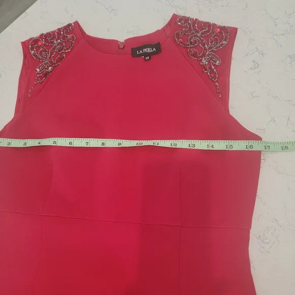 La Perla red sheath cocktail dress with beading shoulder details size 6 - Picture 15 of 15